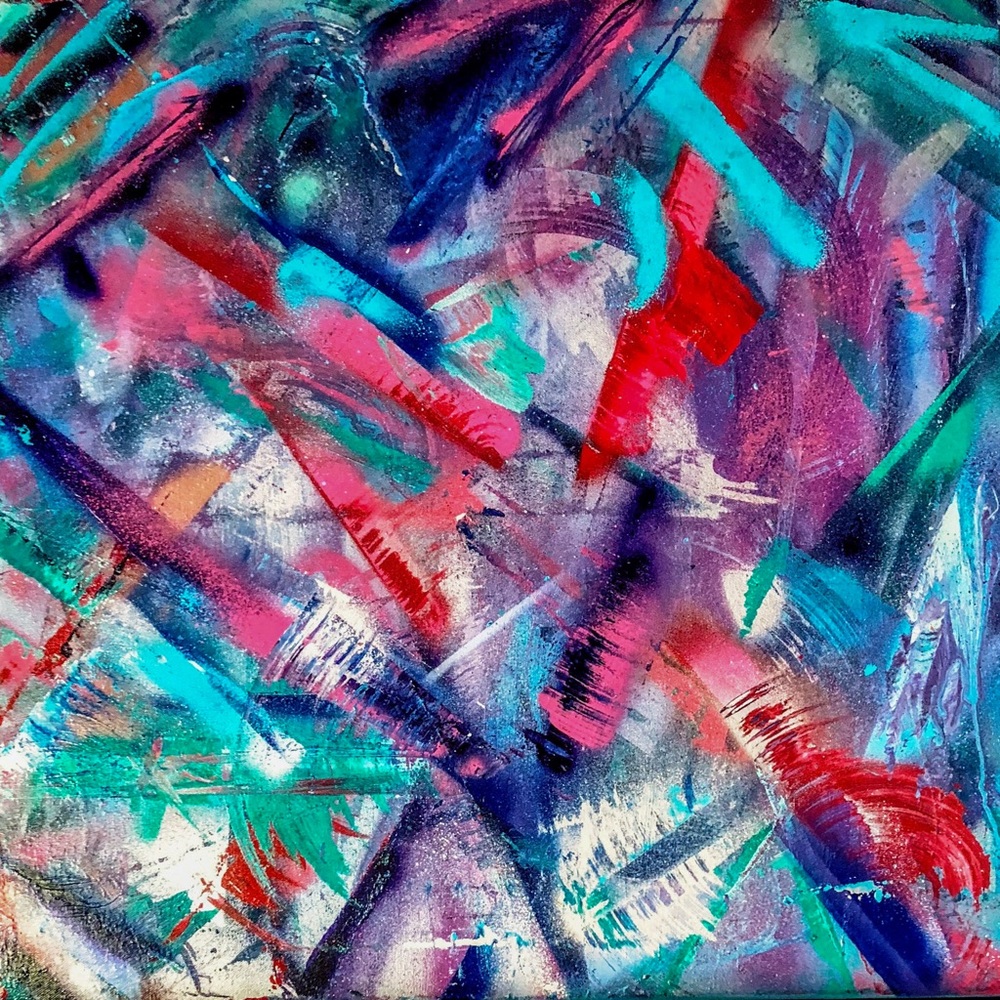 24x24 spray paint geometrical painting on canvas
